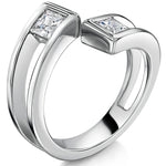 Load image into Gallery viewer, Sterling Silver Ring With Princess Cut Cubic Zirconias In A Squared Setting
