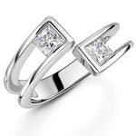 Load image into Gallery viewer, Sterling Silver Ring With Princess Cut Cubic Zirconias In A Squared Setting
