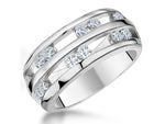 Load image into Gallery viewer, Sterling Silver Cubic Zirconia Double Band  Ring - JOOLS By Jenny Brown

