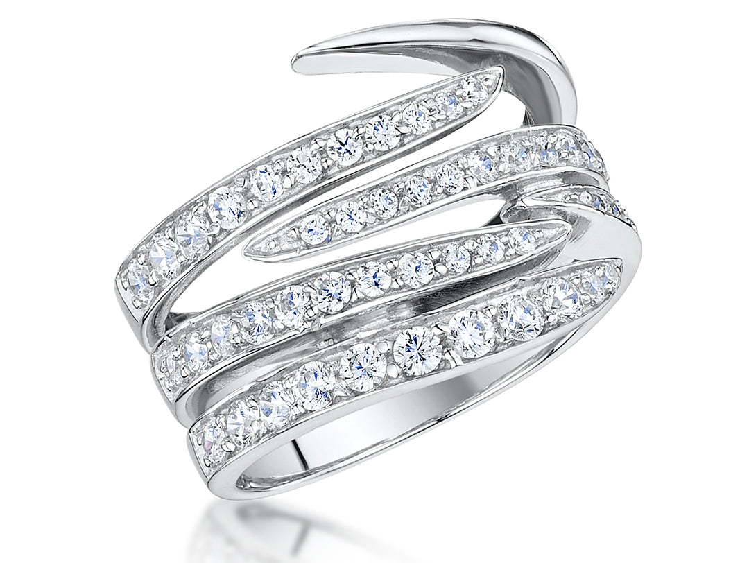 Sterling Silver Stranded Cubic Zirconia  Ring