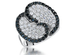 Load image into Gallery viewer, Sterling Silver  Black and White Zirconias Pave Set Ring
