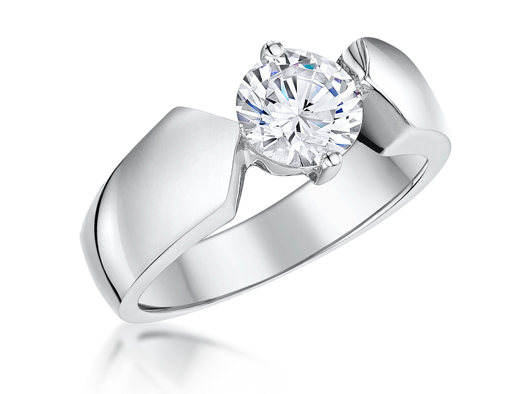 Sterling Silver  Chunky Tension Set Cubic Zirconia Ring