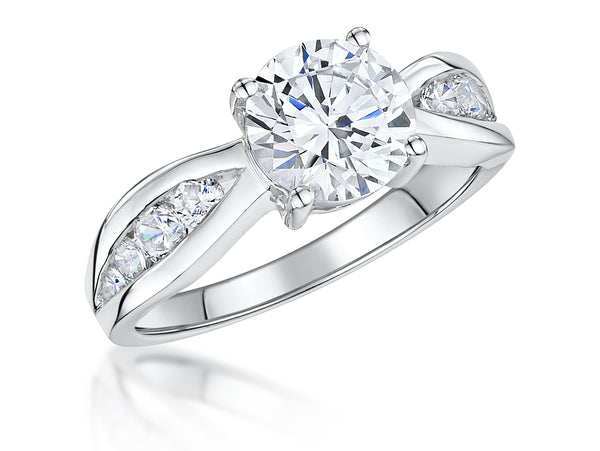 Sterling Silver Solitaire Ring Set A 2 Carat Centre Stone With Stone Set  Split Shoulders - JOOLS By Jenny Brown