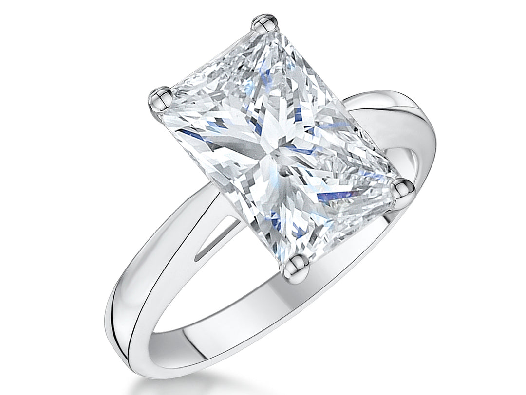 Sterling Silver Princess Cut Solitaire Ring Set With a 3.87 Carat Cubic Zirconia StoneRings - JOOLS By Jenny Brown