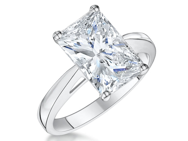 Sterling Silver Princess Cut Solitaire Ring Set With a 3.87 Carat Cubic Zirconia StoneRings - JOOLS By Jenny Brown