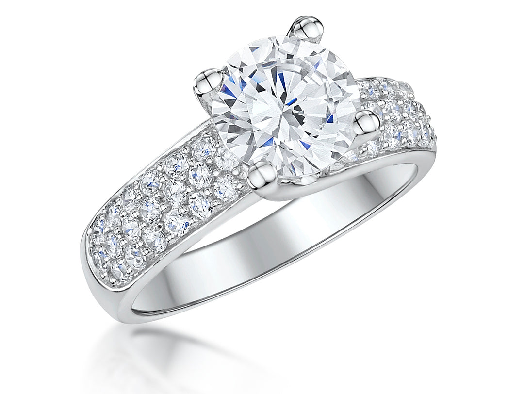 Sterling Silver Solitaire Ring Set With A Two Carat Centre Stone - JOOLS By Jenny Brown