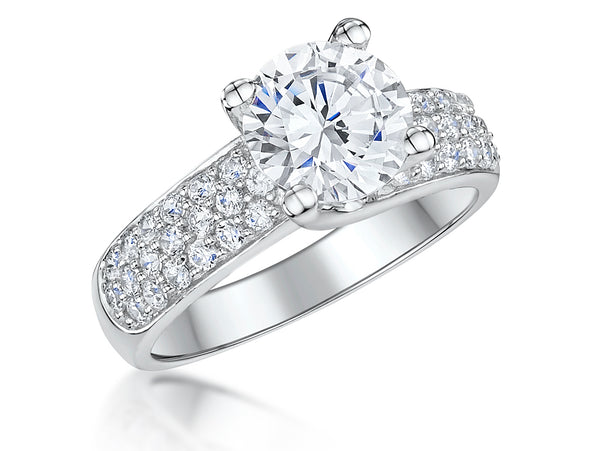 Sterling Silver Solitaire Ring Set With A Two Carat Centre Stone - JOOLS By Jenny Brown