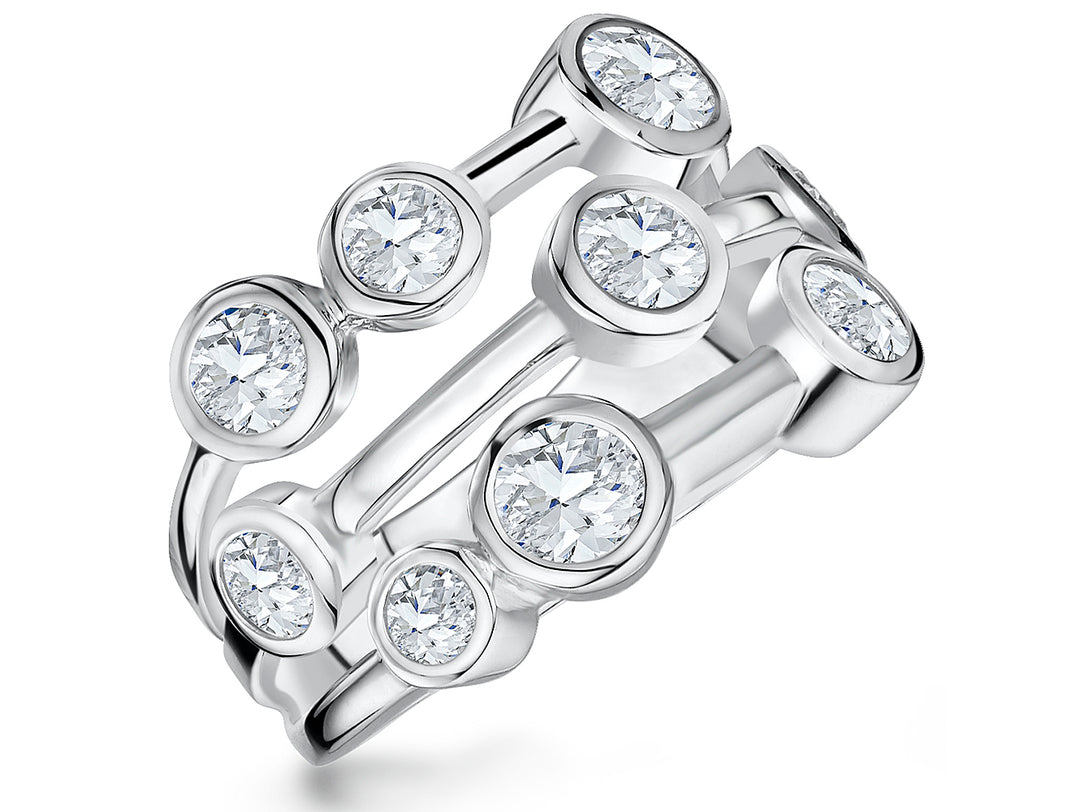 Sterling Silver Nine Stone Bubble Ring - JOOLS By Jenny Brown