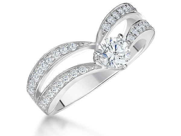 Sterling Silver Half Carat Solitaire Double Wishbone Ring-JOOLS by Jenny Brown