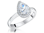 Load image into Gallery viewer, Sterling Silver Cubic Zirconia 2 Carat Pear Cut Halo Ring
