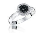 Load image into Gallery viewer, Sterling Silver Black Cubic Zirconia  Halo Ring
