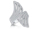 Load image into Gallery viewer, Sterling Silver Wings Ring Pave Set Cubic Zirconia Stones
