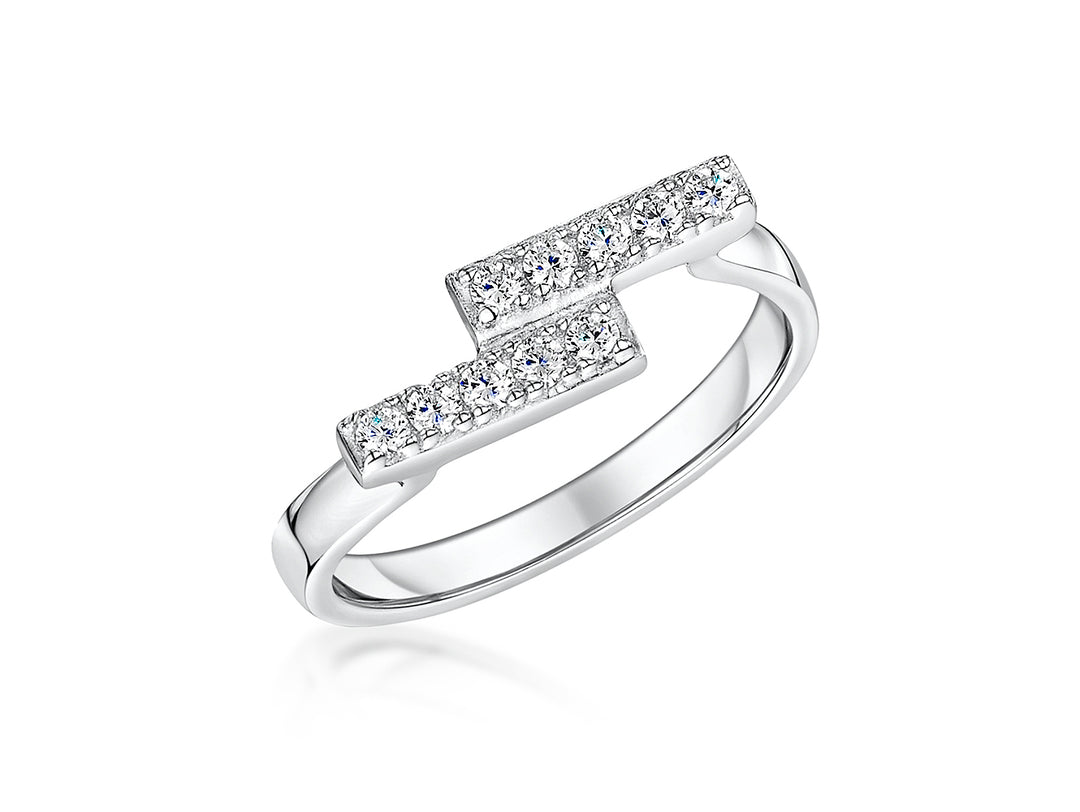 Sterling Silver Offset Cubic Zirconia Ring
