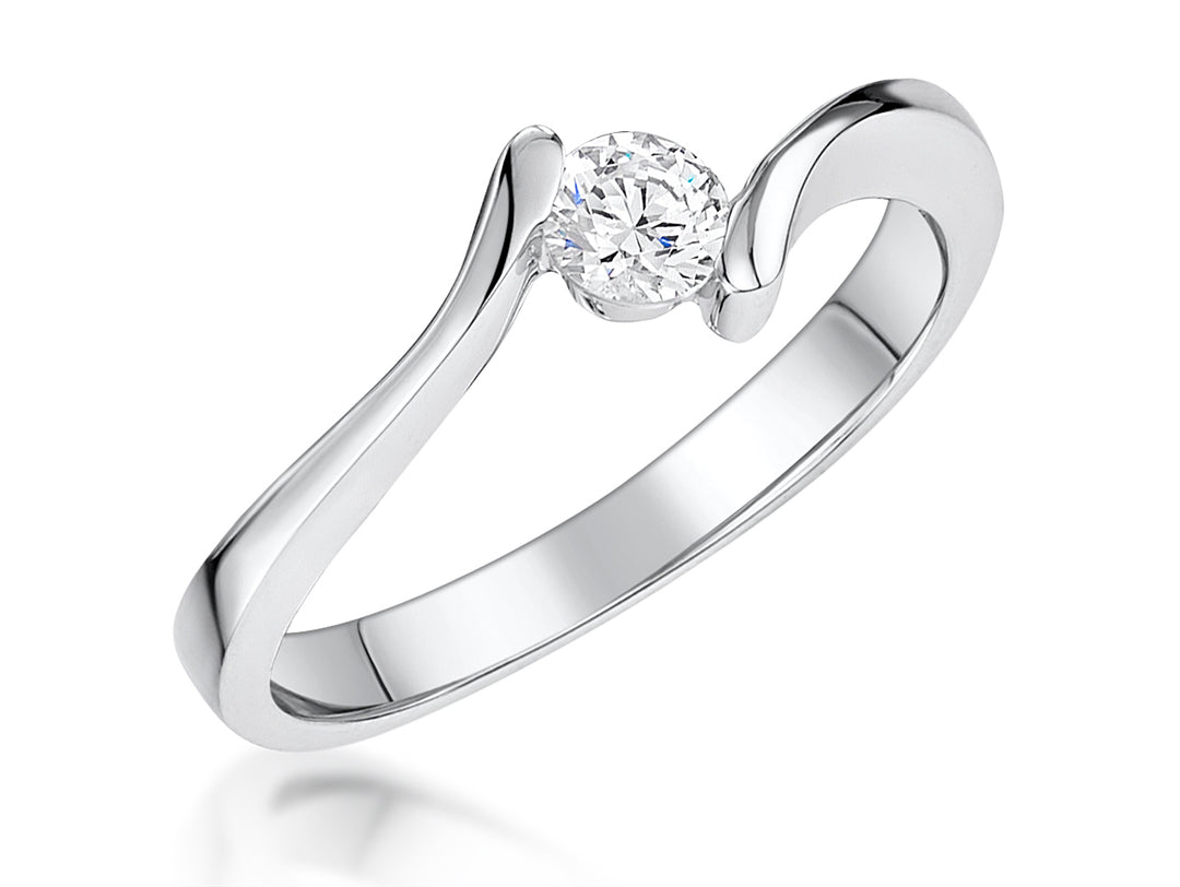 Sterling Silver Offset Solitaire Ring Set With A Quarter Carat  Cubic Zirconia Stone - JOOLS By Jenny Brown