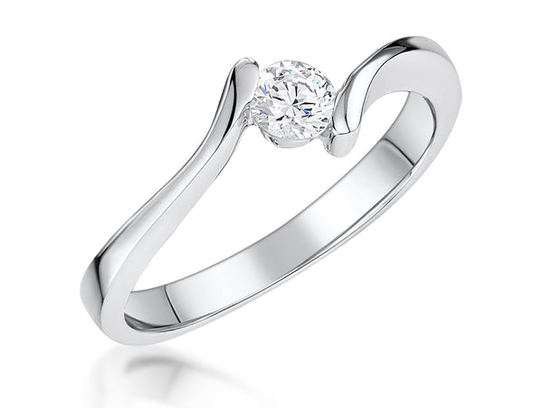 Sterling Silver Offset Solitaire Ring Set With A Quarter Carat  Cubic Zirconia Stone - JOOLS By Jenny Brown