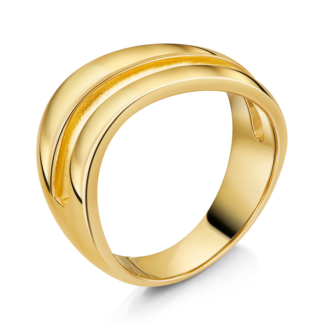 A yellow gold double row  split wave ring -JOOLS by Jenny Brown