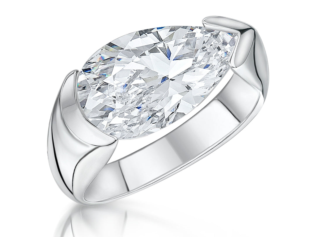 Sterling Silver  5.75 Carat  Pear Solitaire Ring  - JOOLS By Jenny Brown