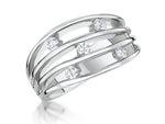 Load image into Gallery viewer, Sterling Silver Scatter Stone Ring Set With Five Cubic Zirconia Stones
