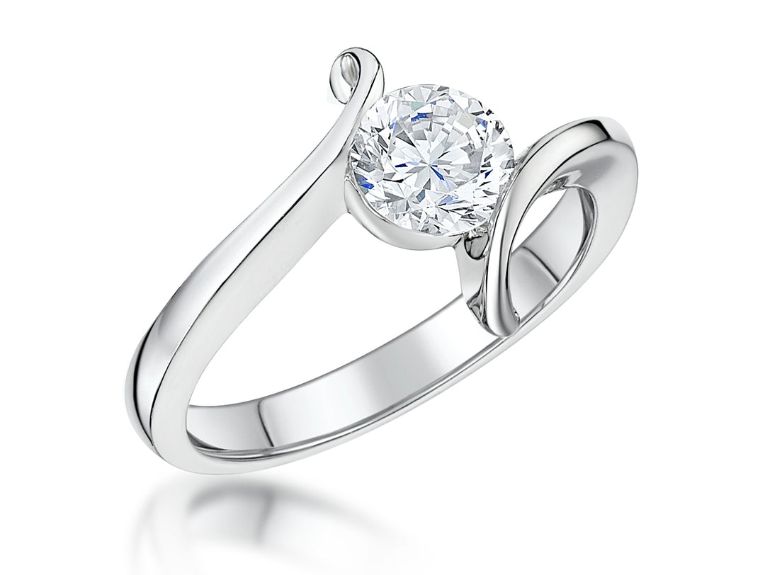 Sterling Silver 1 Carat Cubic Zirconia Ring  In A Swirl Setting