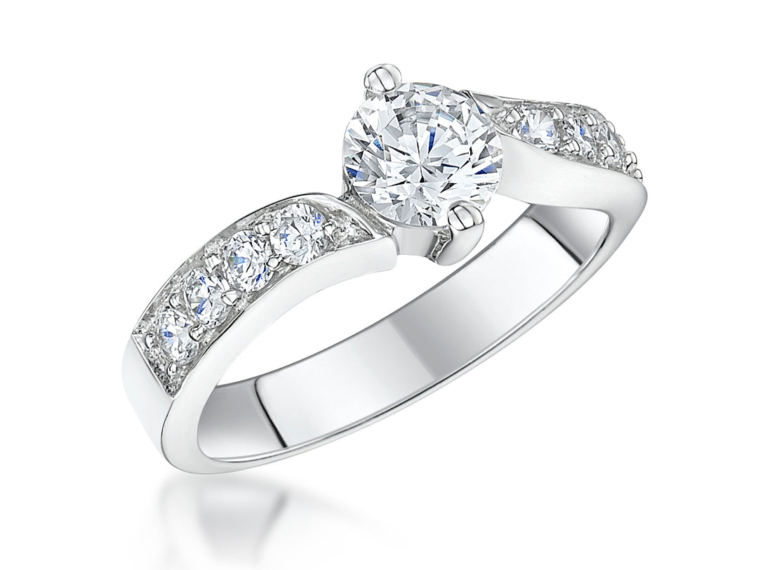 Sterling Silver Twisted 1 Carat Solitaire Ring - JOOLS By Jenny Brown