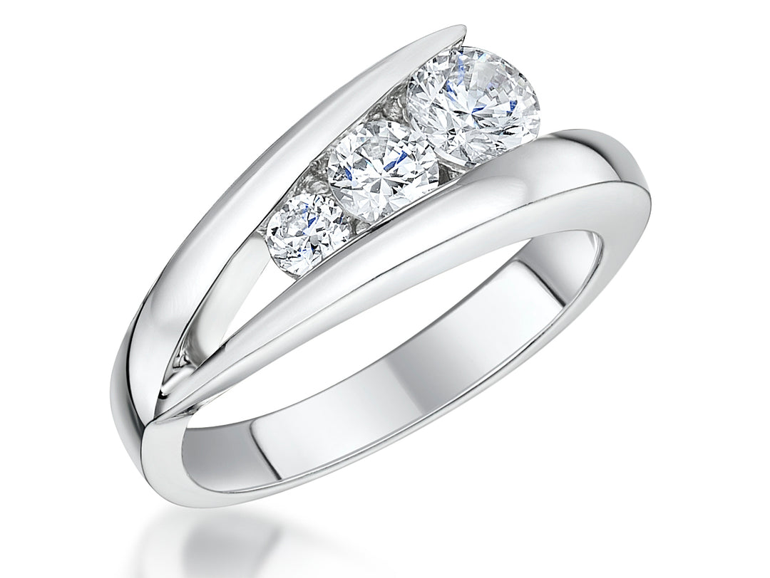 Sterling Silver Three Stone Graduated  Ring