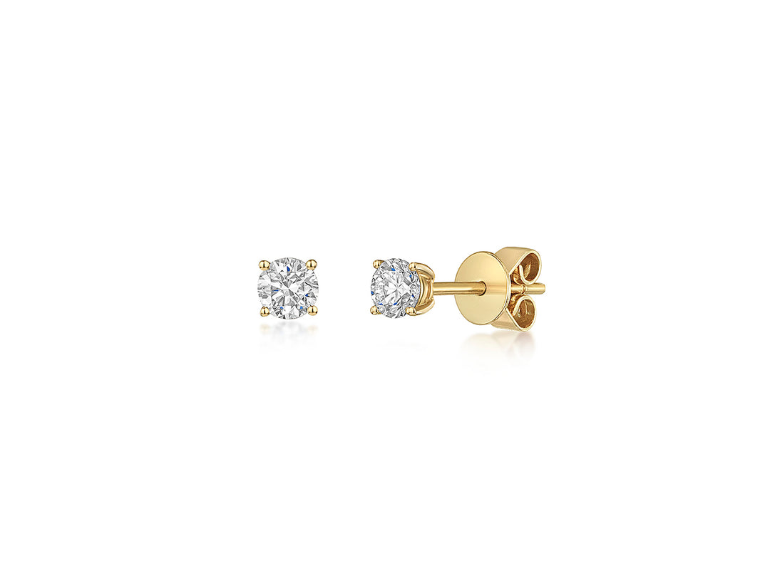 Solitaire Stud 0.5 Carat Lab Grown Diamond Earrings Set in 9ct Yellow Gold