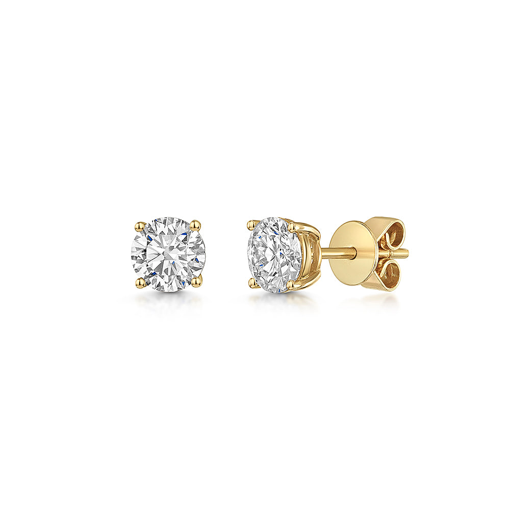 Solitaire Stud 1.5 Carat Lab Grown Diamond Earrings Set in 9ct Yellow Gold