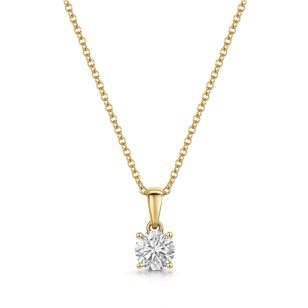 Solitaire 0.5 Carat Lab Grown Diamond Pendant Set in 9ct Yellow Gold-Exclusive Lab Diamonds by Jenny Brown