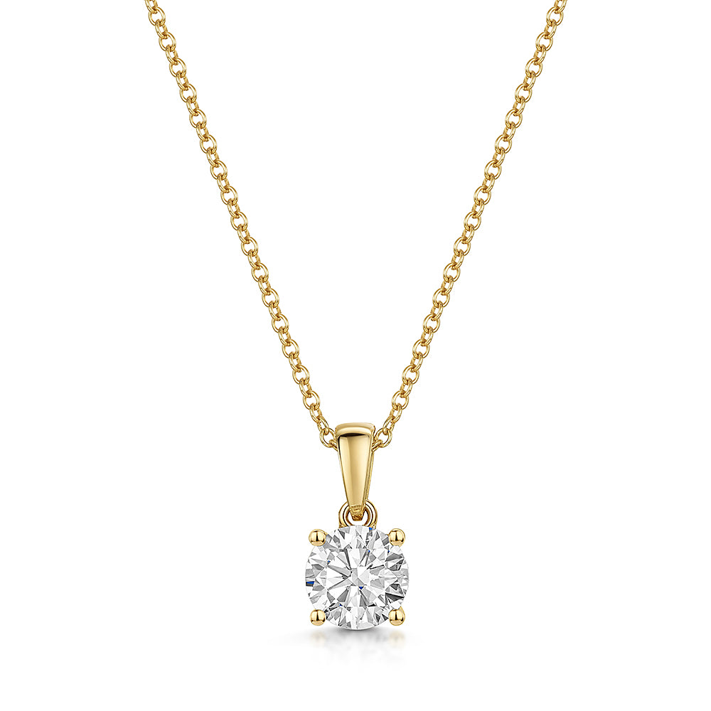 Solitaire 1 Carat Lab Grown Diamond Pendant Set in 9ct Yellow Gold-Exclusive Diamonds by Jenny Brown