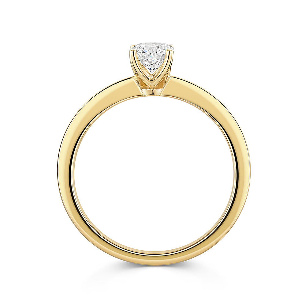 9ct  Yellow Gold  Half Carat Solitaire Lab Diamond Ring - 4  Claw Set-Exclusive Lab Diamonds 