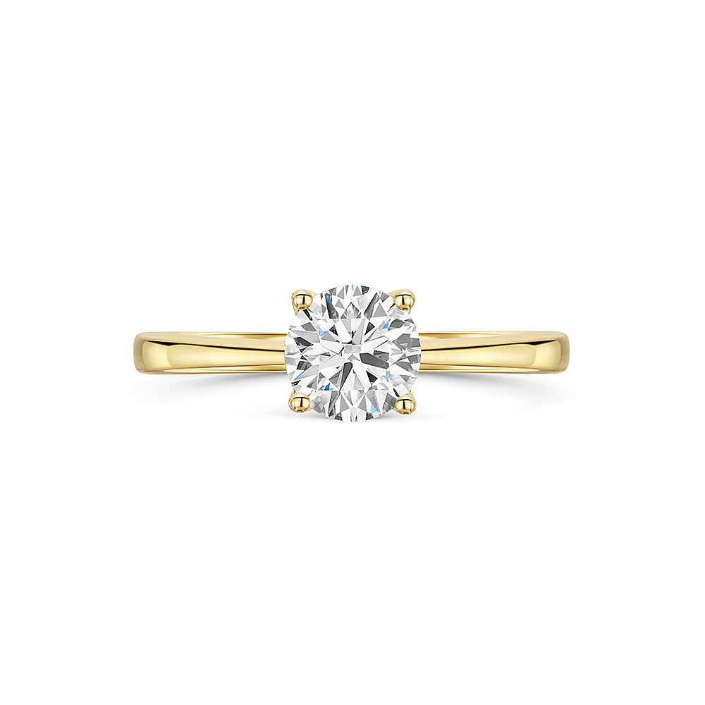 9ct  Yellow Gold One Carat Solitaire Lab Diamond Ring - 4  Claw Set-Exclusive Lab Diamonds 