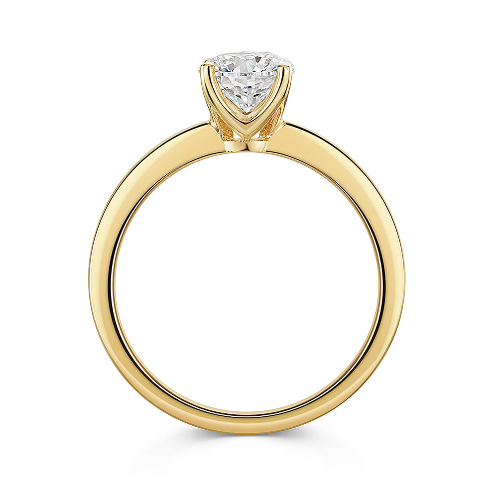 9ct  Yellow Gold One Carat Solitaire Lab Diamond Ring - 4  Claw Set-Exclusive Lab Diamonds 