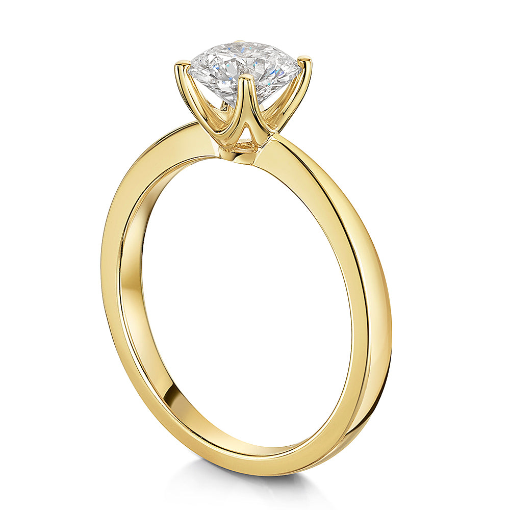 9ct  Yellow Gold One Carat Solitaire Lab Diamond Ring - 4  Claw Set-Exclusive Lab Diamonds 