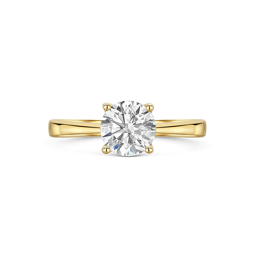 9ct  Yellow Gold One And A Half Carat Solitaire Lab Diamond Ring - 4  Claw Set-Exclusive Lab Diamonds 