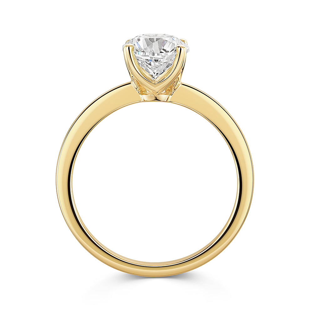 9ct  Yellow Gold One And A Half Carat Solitaire Lab Diamond Ring - 4  Claw Set-Exclusive Lab Diamonds 