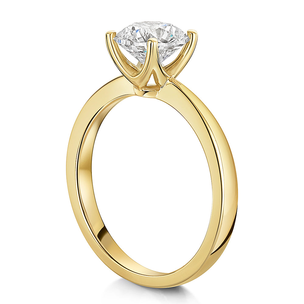 9ct  Yellow Gold One And A Half Carat Solitaire Lab Diamond Ring - 4  Claw Set-Exclusive Lab Diamonds 