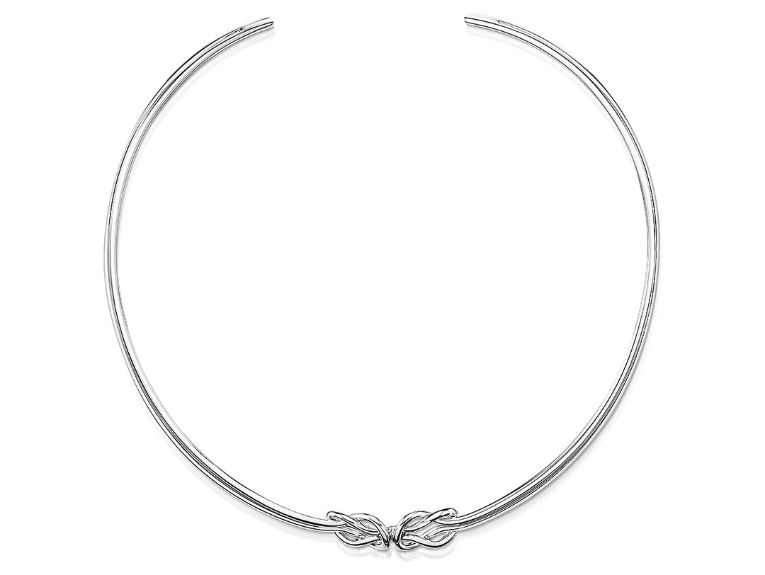 Sterling Silver Choker Torque Double Knot Necklace