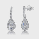 Load and play video in Gallery viewer, Sterling Silver Halo  Teardrop Cubic Zirconia Earrings - JOOLS By Jenny Brown
