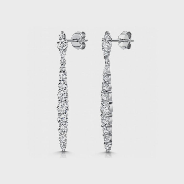 Sterling Silver Cubic Zirconia Oval Drop Earrings-JOOLS by Jenny Brown