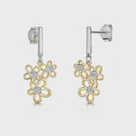 Load and play video in Gallery viewer, Gold Triple Flower Cubic Zirconia Drop Earrings-JOOLS by Jenny Brown
