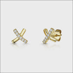 Load and play video in Gallery viewer, Yellow Gold Kiss Cubic Zirconia Stud  Earrings-JOOLS by Jenny Brown
