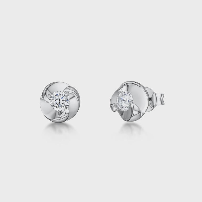 Sterling Silver Swirl Stud Set With Cubic Zirconia JOOLS by Jenny Brown