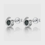 Load and play video in Gallery viewer, Sterling Silver Half Swirl Black CZ Stud Earrings

