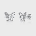 Load and play video in Gallery viewer, Sterling Silver Butterfly  Part Cubic Zirconia Stud Earrings - JOOLS By Jenny Brown
