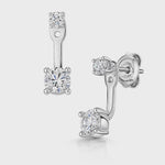 Load and play video in Gallery viewer, Sterling Silver  Solitaire Drop Jacket Earrings Set With 2 Cubic Zirconias-JOOLS by Jenny Brown
