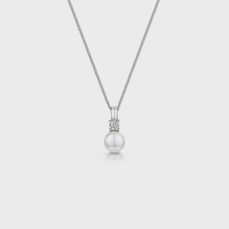 Sterling Silver Pearl Pendant Topped With A Cubic Zirconia - JOOLS By Jenny Brown