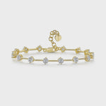 Load and play video in Gallery viewer, Sterling Silver Yellow Gold Plated Line Bracelet 14 Brilliant Cut Cubic Zirconia Stones-JOOLS by Jenny Brown

