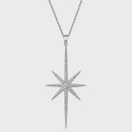 Load and play video in Gallery viewer, Sterling Silver Cubic Zirconia Large North Star Necklace
