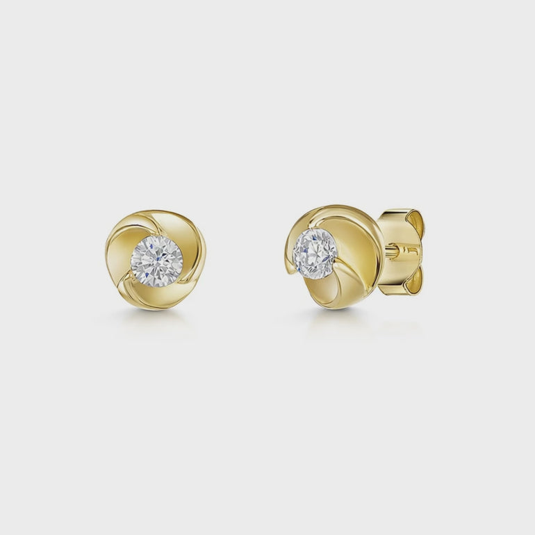 Yellow Gold Swirl Stud Earrings-JOOLS by Jenny Brown