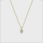 Load and play video in Gallery viewer, Yellow Gold Rubover Solitaire Pendant With A Cubic Zirconia Stone-JOOLS By Jenny Brown
